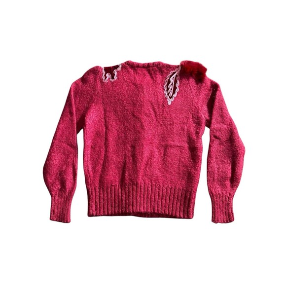 Vtg Mangiotti Embellished Cardigan Button Sweater Fuchsia kid mohair Free Size - Picture 6 of 8